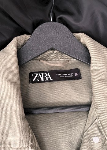 Zara Bej Düğmeli Bol Kesim Denim Ceket
