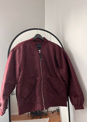 Bordo Fermuarlı Kadın Bomber Ceket