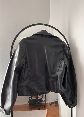 Mango Siyah Kadın Deri Biker Ceket
