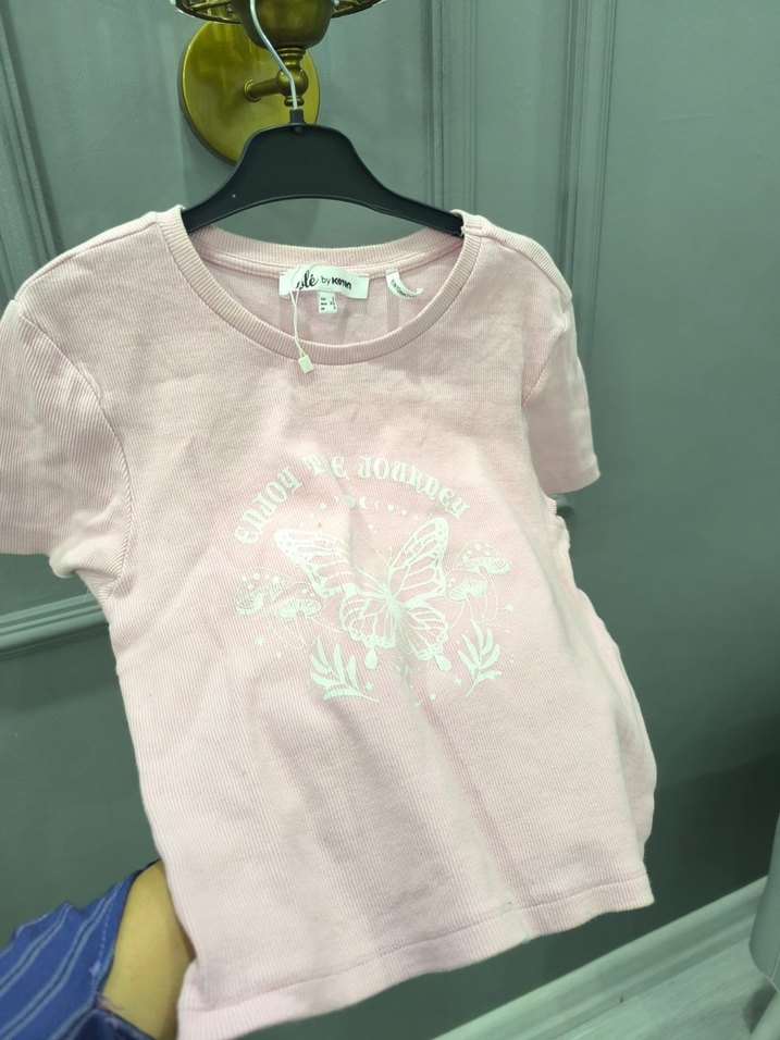 Koton Pembe Kız Çocuk Baskılı Kısa Kollu Tişört - Görsel 4