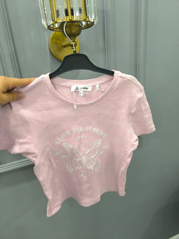 Koton Pembe Kız Çocuk Baskılı Kısa Kollu Tişört - Görsel 2