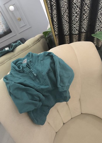 Erkek Çocuk Fermuarlı Yeşil Sweatshirt - Görsel 3