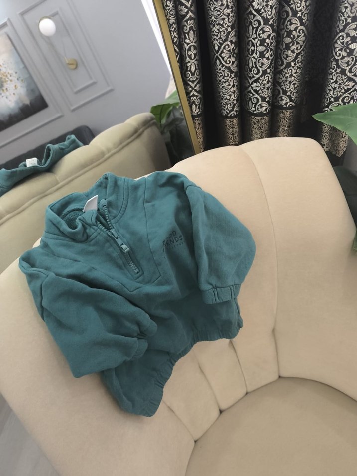 Erkek Çocuk Fermuarlı Yeşil Sweatshirt - Görsel 3