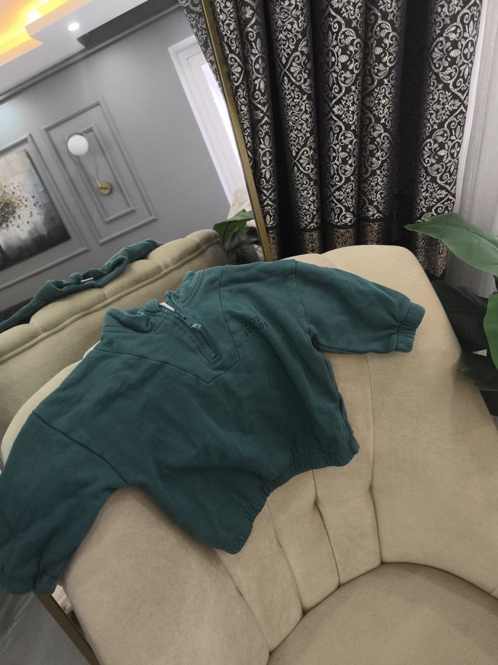 Erkek Çocuk Fermuarlı Yeşil Sweatshirt - Görsel 4