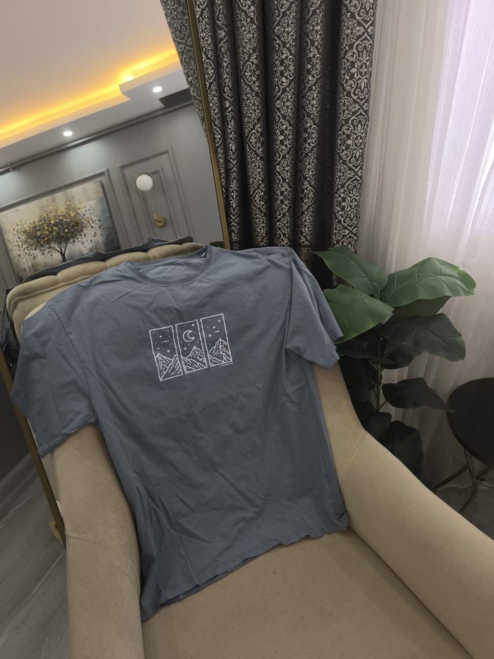 Gri Baskılı Erkek Tişört - Görsel 4