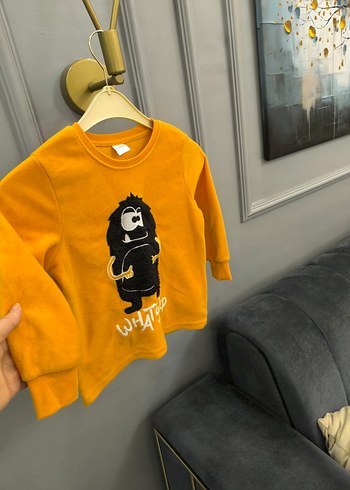Sarı Erkek Çocuk Sweatshirt Uzun Kollu polar - Görsel 6