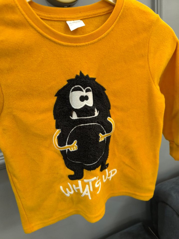 Sarı Erkek Çocuk Sweatshirt Uzun Kollu polar - Görsel 4