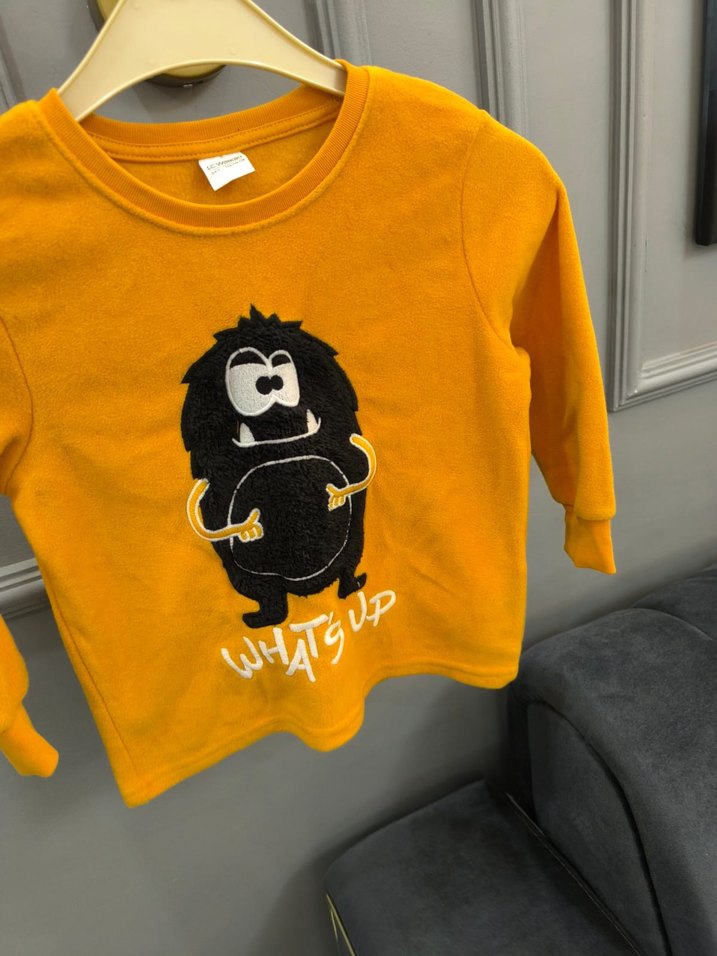Sarı Erkek Çocuk Sweatshirt Uzun Kollu polar - Görsel 2