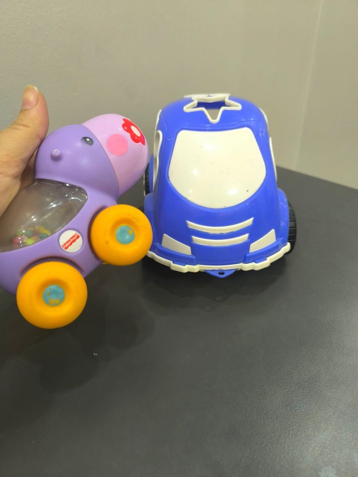 Renkli Mor Oyuncak Araba ve Fil fisher price - Görsel 2