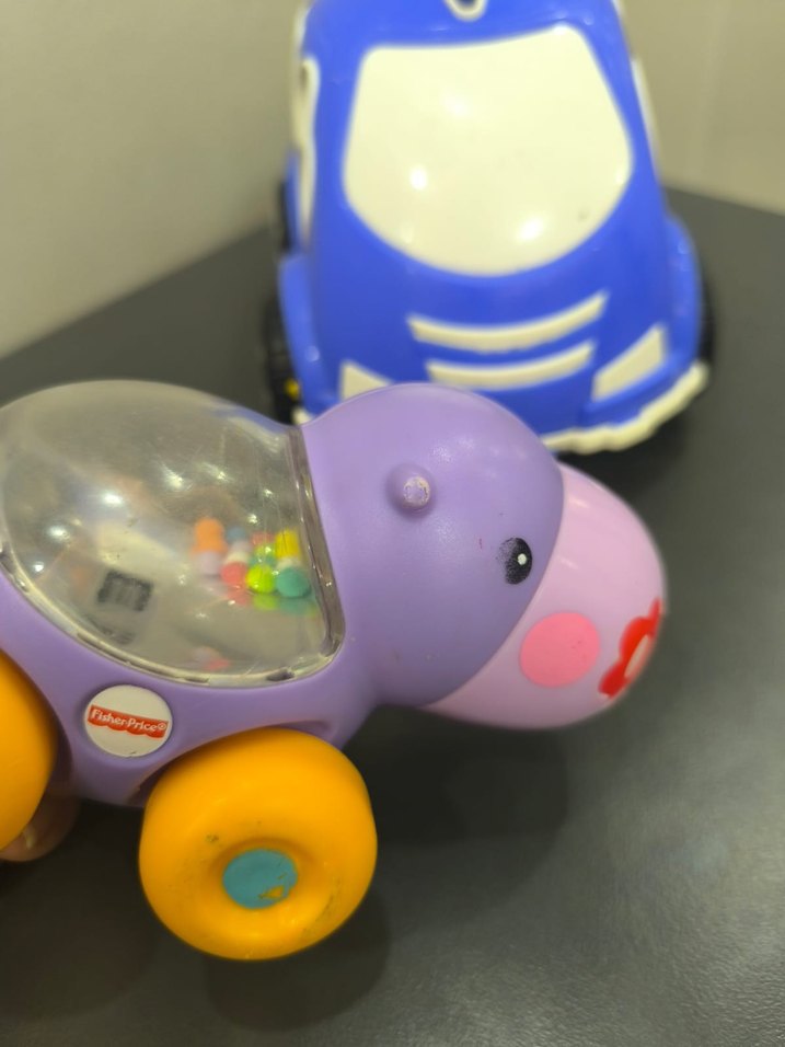 Renkli Mor Oyuncak Araba ve Fil fisher price - Görsel 3