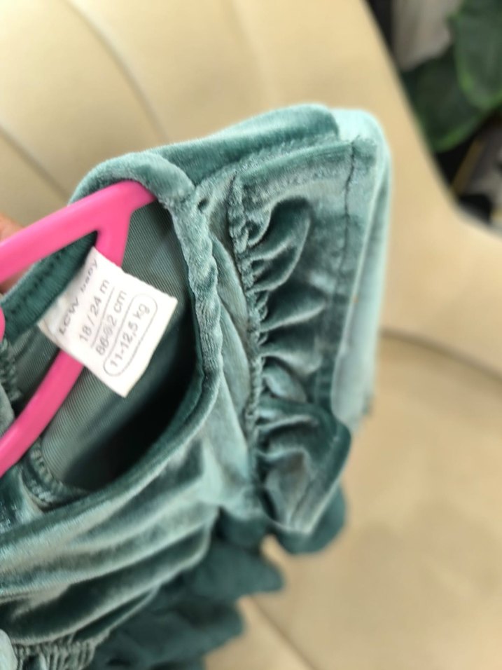 Uzun Kollu Fırfırlı Turkuaz Kız Çocuk Elbise - Görsel 4