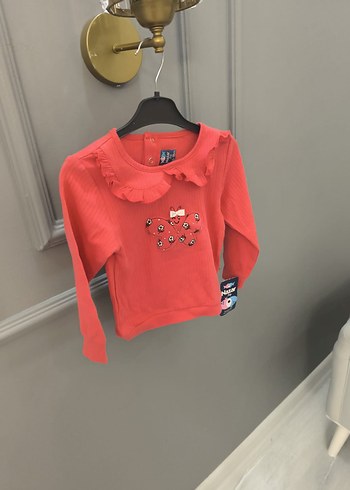 Kız Çocuk Kırmızı Fırfırlı Uzun Kollu Sweatshirt - Görsel 6