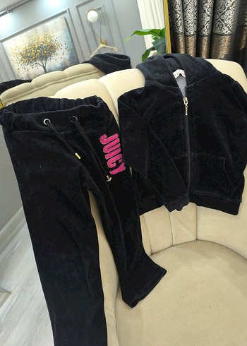 Siyah Kadın Jogger Takım Baskılı Fermuarlı - Görsel 5