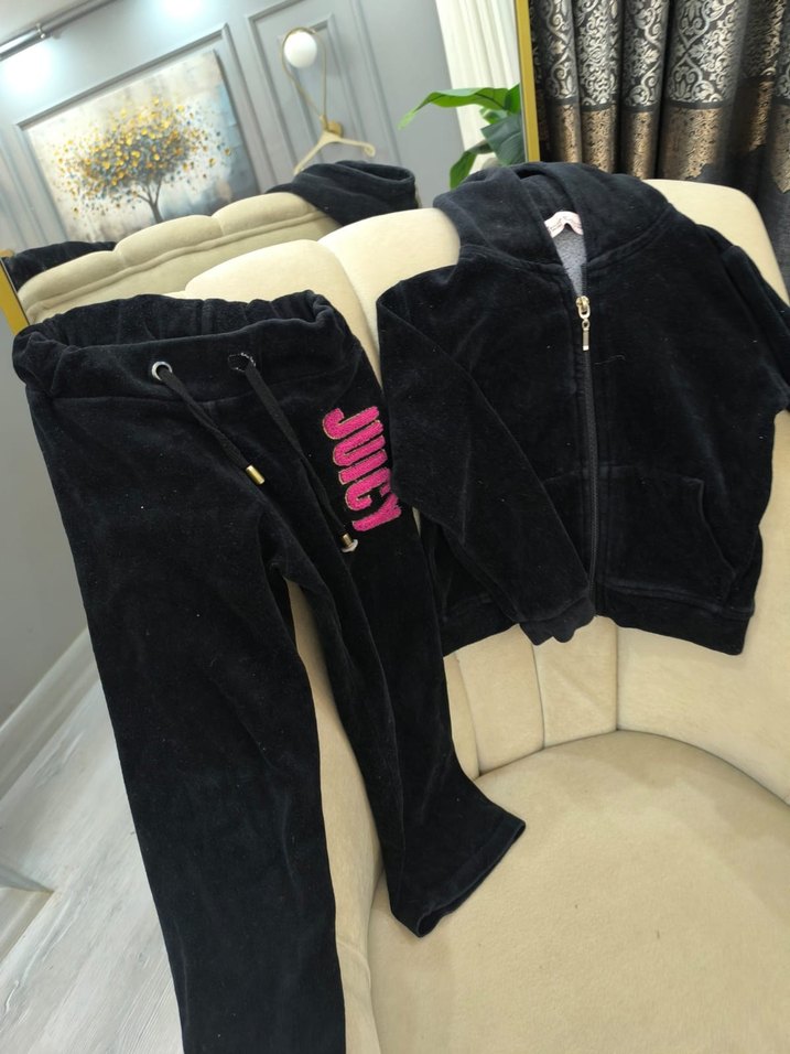 Siyah Kadın Jogger Takım Baskılı Fermuarlı - Görsel 5