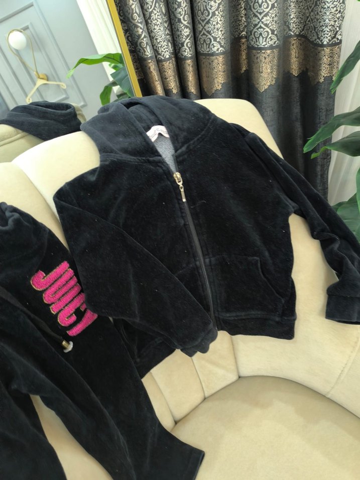 Siyah Kadın Jogger Takım Baskılı Fermuarlı - Görsel 4