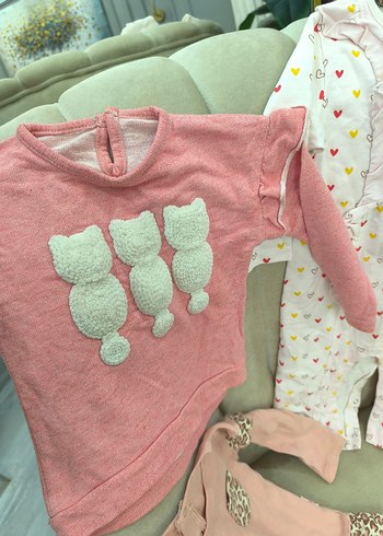 Pembe Triko Uzun Kollu Bebek Kız Takımı ve uyku tulumu - Görsel 6