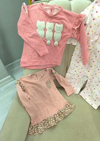 Pembe Triko Uzun Kollu Bebek Kız Takımı ve uyku tulumu - Görsel 3