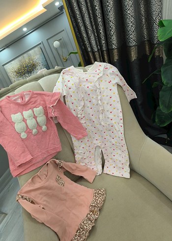 Pembe Triko Uzun Kollu Bebek Kız Takımı ve uyku tulumu - Görsel 2