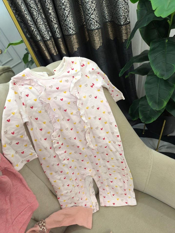 Pembe Triko Uzun Kollu Bebek Kız Takımı ve uyku tulumu - Görsel 5