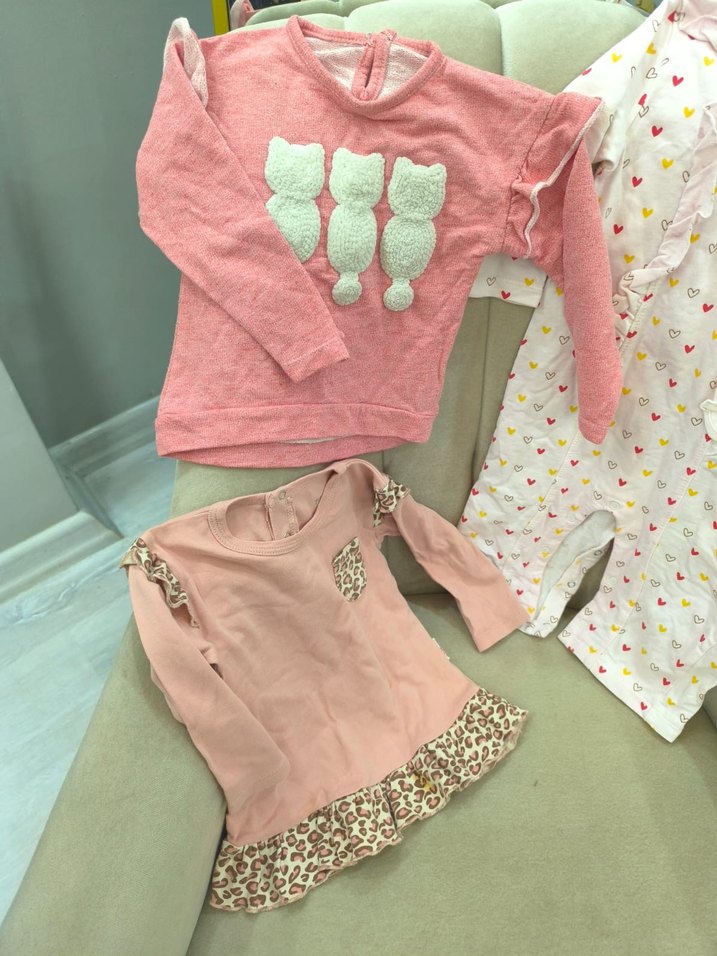 Pembe Triko Uzun Kollu Bebek Kız Takımı ve uyku tulumu - Görsel 3