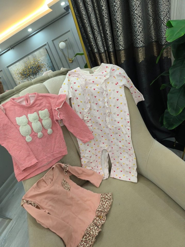 Pembe Triko Uzun Kollu Bebek Kız Takımı ve uyku tulumu - Görsel 2