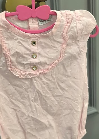 Düğmeli Pembe Nakışlı Bebek Kız Tulumu - Görsel 9