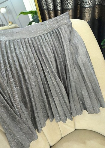 Gri Pilili Kız Çocuk Eteği simli ışıltılı - Görsel 3