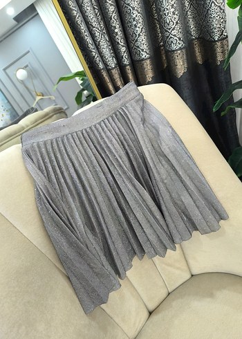 Gri Pilili Kız Çocuk Eteği simli ışıltılı - Görsel 2