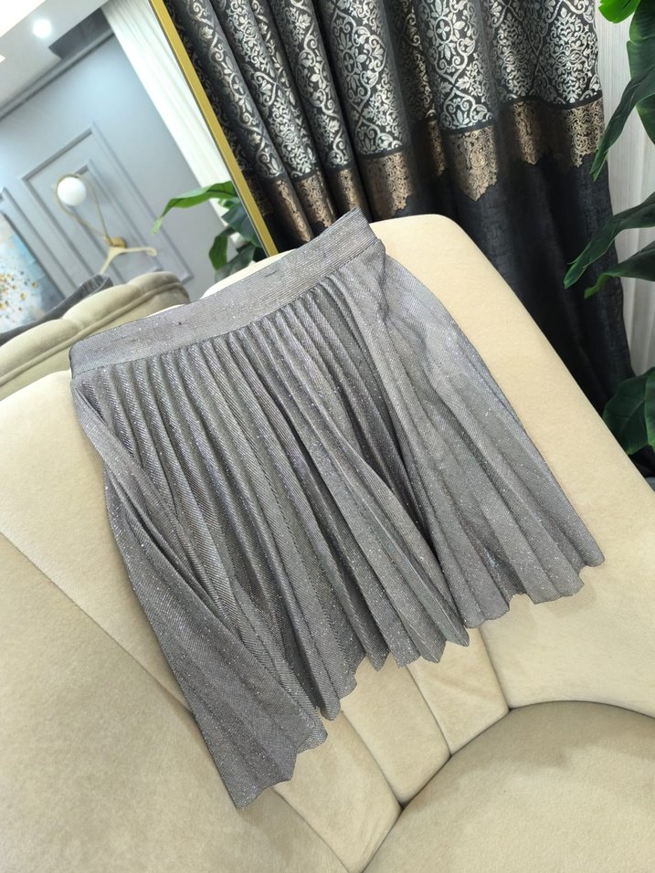 Gri Pilili Kız Çocuk Eteği simli ışıltılı - Görsel 2