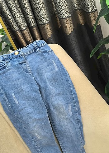 unisex Pastel Mavi Dar Kesim Kot Pantolon - Görsel 8