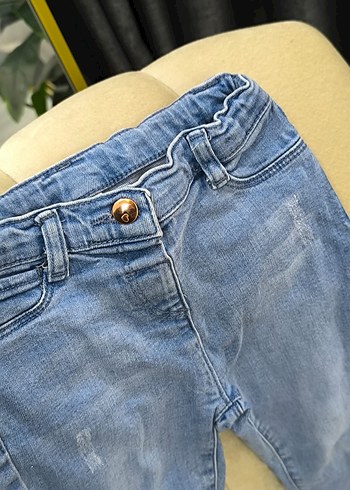 unisex Pastel Mavi Dar Kesim Kot Pantolon - Görsel 4