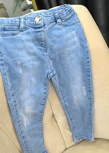 unisex Pastel Mavi Dar Kesim Kot Pantolon - Görsel 3