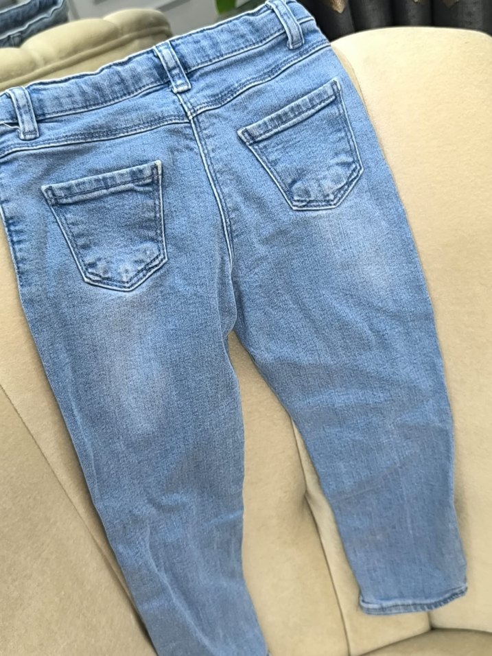 unisex Pastel Mavi Dar Kesim Kot Pantolon - Görsel 5