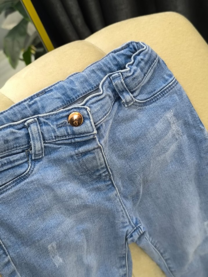 unisex Pastel Mavi Dar Kesim Kot Pantolon - Görsel 4