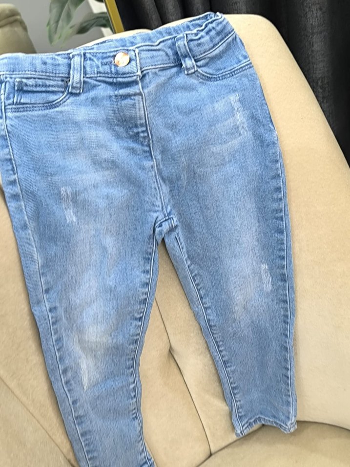 unisex Pastel Mavi Dar Kesim Kot Pantolon - Görsel 3