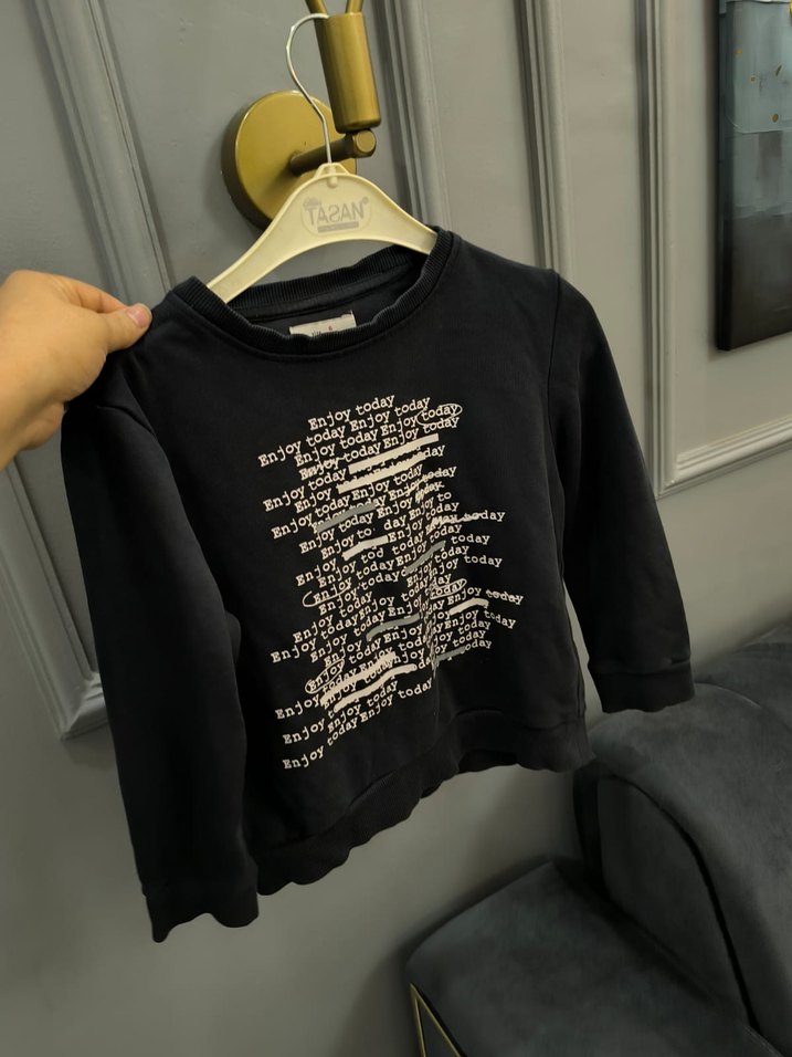 Erkek Siyah Baskılı Uzun Kollu Sweatshirt - Görsel 4