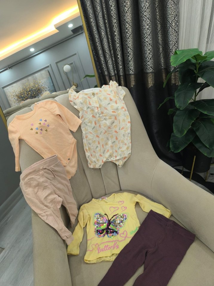 Renkli Kelebek Nakışlı Bebek Kız Takımı 5 parça sorunsuzlar - Görsel 5