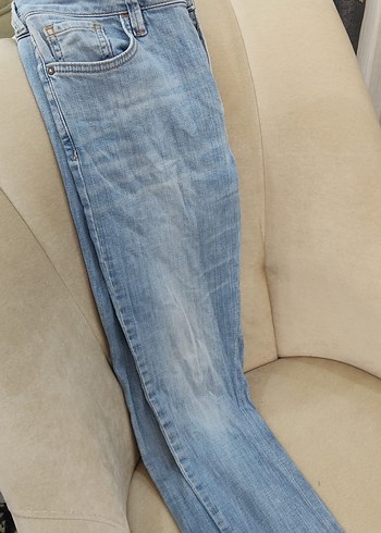 Gri Tokalı Mavi Midi Boy Kadın Denim Pantolon - Görsel 6