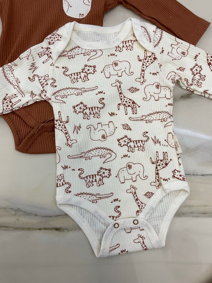 Uzun Kollu Örme Erkek Bebek Body Seti - Görsel 4