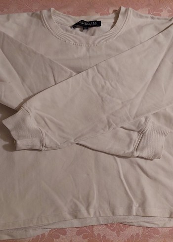38 Beden Beyaz Kadın Uzun Kollu Sweatshirt