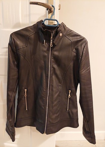 Siyah Deri Biker Ceket