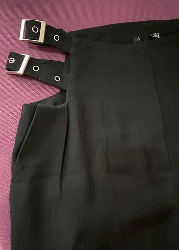 m Beden siyah Renk Tokalı Siyah Kadın Kumaş Pantolon