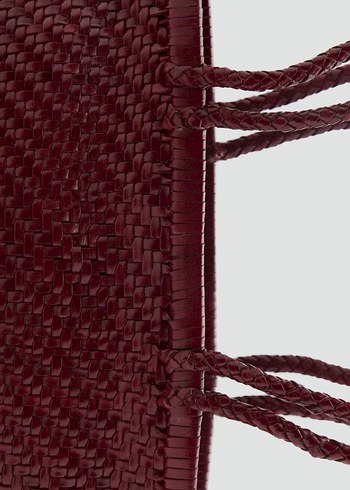 Beden bordo Renk Bordo Örgü Detaylı deri Kadın Çanta