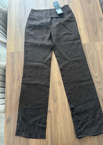 Massimo Dutti Keten Flare Modelinde Massimo Dutti Marka Kahverengi Pantolon