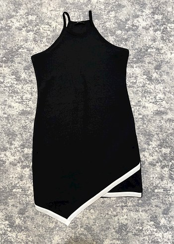 xl Beden Siyah V Yakalı Mini Elbise