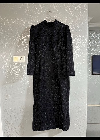 Uzun Siyah Gotik Drapeli Kadın Elbise