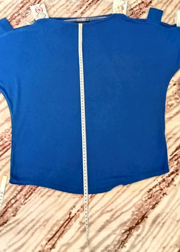 Mavi Bohem Kadın Bluz Mini Kısa Kol - Görsel 3