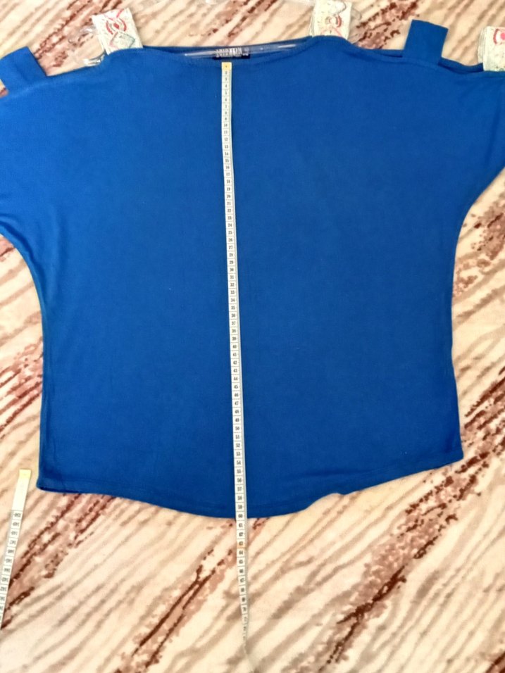 Mavi Bohem Kadın Bluz Mini Kısa Kol - Görsel 3