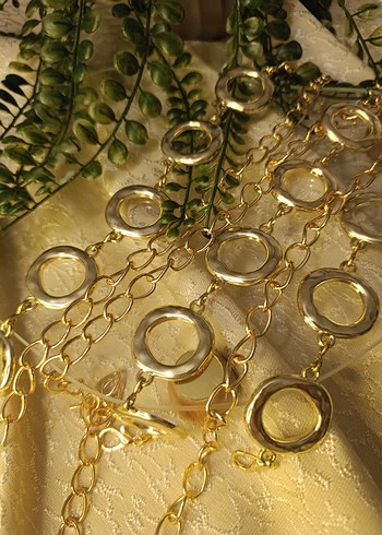 Altın ve gümüş Renkli Zincir Detaylı Kadın bel Zinciri Kemeri  - Görsel 5