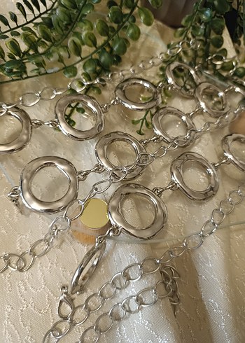 Altın ve gümüş Renkli Zincir Detaylı Kadın bel Zinciri Kemeri  - Görsel 6